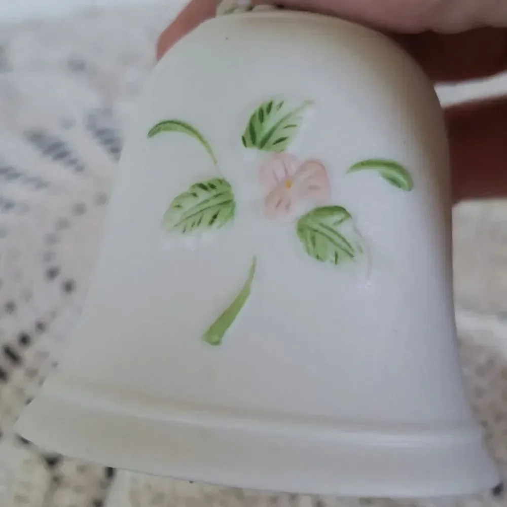 Cute Pair Vtg Homco Porcelain Bells Boy Girl Playing Instruments Floral Design